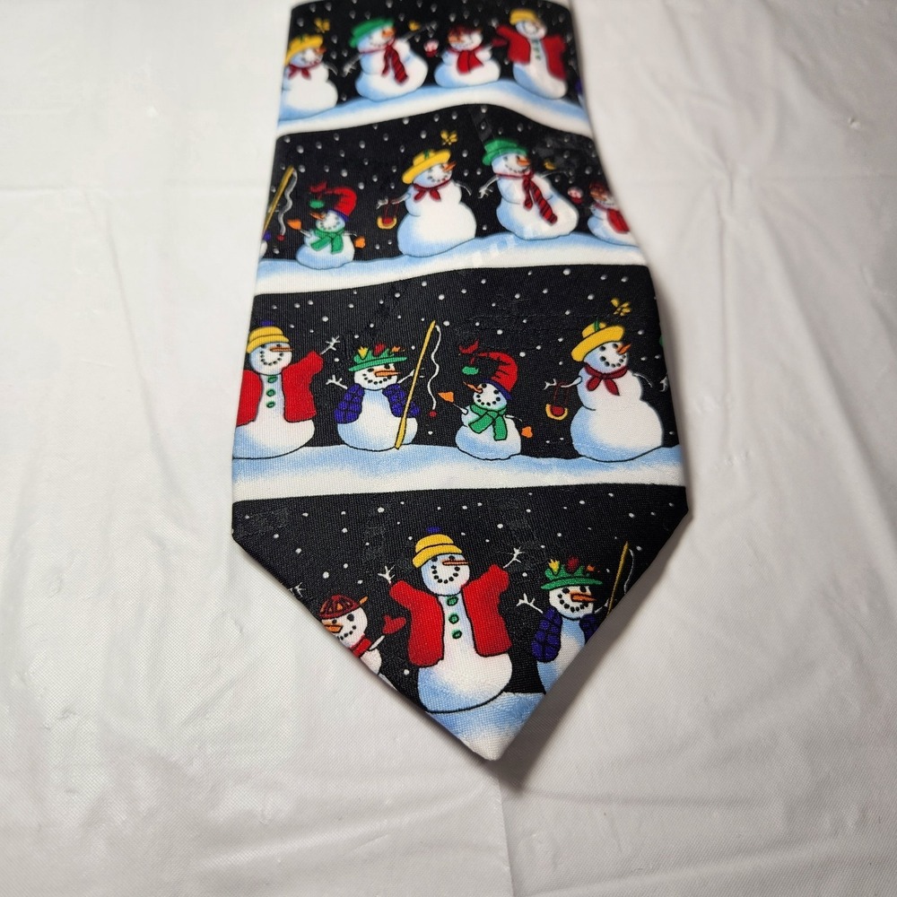Hallmark Snowman Necktie All Over‎ Holiday Black / Multicolored